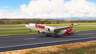 AMAZING LANDING TAM CARGO Boeing 777 Very Low Landing at Madrid–Barajas Airport MFS2020 [upl. by Farrel]