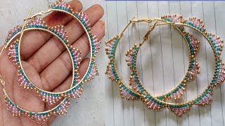 beading earringsseed beads earringsearrings tutorialhoop earrings diy beaded earrings [upl. by Eserahc]