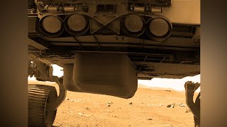 Perseverance’s first image of Helicopter Ingenuity on Mars under rovers belly [upl. by Hsirk]