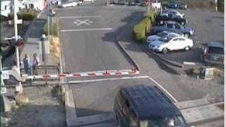 CAR HIT BY TRAIN REAL LIVE WEBCAM FOOTAGE [upl. by Nattirb10]