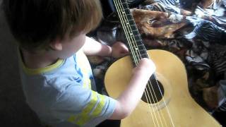 Diagnosed Autism Luca with first music guitar [upl. by Leiuqese]