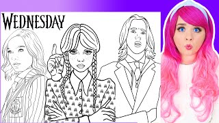 Coloring Wednesday Enid Xavier amp Thing Coloring Pages  Wednesday Addams amp Friends Coloring Videos [upl. by Aloz498]