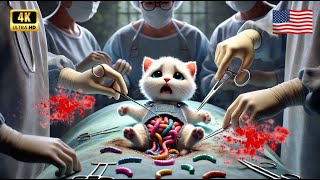 🔥Mysterious Worms Found Inside Cat During Surgery🔥 cat ai ai story kitten cute catvideos [upl. by Camilia313]