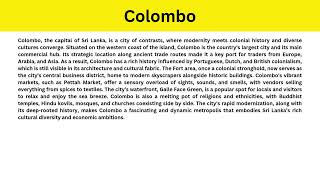 Short Paragraph on Colombo [upl. by Ibbob65]