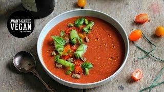 GAZS GAZPACHO SOUP  QUICK SUMMER DISH 13  avantgardevegan by Gaz Oakley [upl. by Adnilak]