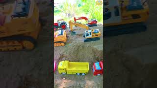 รถก่อสร้างทำงานบนภูเขา  Truck and digger toys [upl. by Huberty]