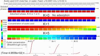 Fixed Bed Adsorption CFD Model 固定層吸着の破過曲線 [upl. by Roselane689]