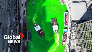 St Patrick’s Day US cities dye waterways green hold parades to celebrate [upl. by Murtagh]