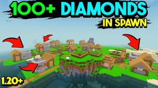 🔥😱100 DIAMONDS💎 in spawn  Minecraft PE 120 God seed  Minecraft bedrock seed [upl. by Nnaycnan190]