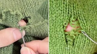 Detailed instructions for repairing holes in sweaters [upl. by Oruhtra926]