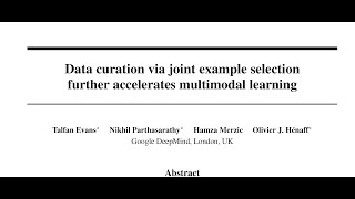 Data curation via joint example selection further accelerates multimodal learning [upl. by Sokul896]