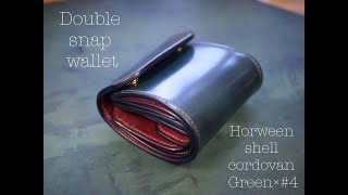 Double snap wallet  Horween shell cordovan Green ＋ 4 [upl. by Awe]