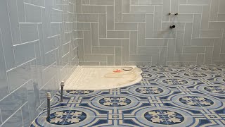 Epic 90 degree herringbone bathroom tiling [upl. by Conah]