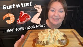 Surf amp turf kind of steak prawns food chorizo mukbang uk delicious tasty [upl. by Giglio]