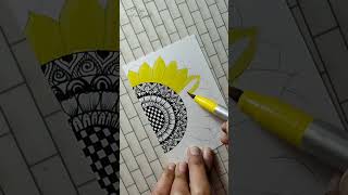 Sunflower🌻mandala artshortsartdrawingpainting [upl. by Ellemac]