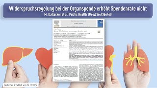 Widerspruchsregelung bei der Organspende erhöht Spendenrate nicht [upl. by Eerej649]