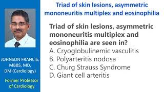 Triad of skin lesions asymmetric mononeuritis multiplex and eosinophilia [upl. by Tanner310]