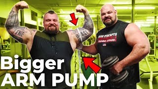 EPIC STRONGMAN ARM DAY WITH EDDIE HALL  WHO CAN GET A BIGGER PUMP [upl. by Nylirem]