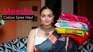 Affordable Meesho Cotton Sarees Haul [upl. by Yellat]