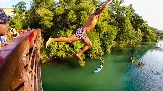 Zilker Park Sunset Bridge Jumping in Texas [upl. by Baoj]