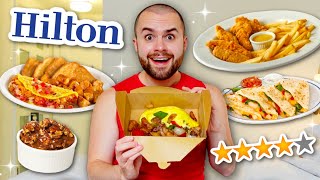 I only ate HILTON ROOM SERVICE for 24 HOURS Hotel Menu Review [upl. by Aynwat817]