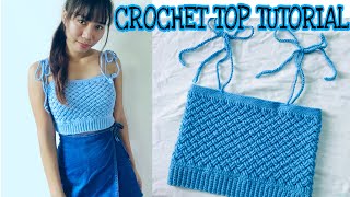 CROCHET CROP TOP  for all sizes  How to crochet Celtic Weave Stitch  Rheign Top [upl. by Rehpotsrihc]