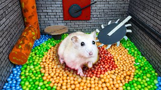 Hamster Sophie 45 🌈 Rainbow Maze Saw Blade 🐹 Hamster Escapes the Rainbow Maze OBSTACLE COURSE 😱 [upl. by Eulau]