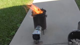 Forced air wood gas stove test [upl. by Cullan]