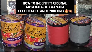 Orignal Monofil Gold Manjha Unboxing and review 🤩💥💯 Best manjha for big kites [upl. by Marice]