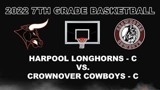 2022 Harpool Middle School 7th Grade Boys Basketball C Harpool Longhorns vs Crownover Cowboys [upl. by Ahseiym]