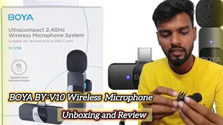 BOYA BYV10 Wireless Lavalier Microphone  Unboxing and Review [upl. by Arnulfo273]