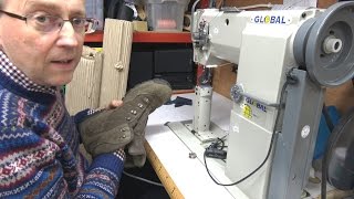 Boot Repair on a Post Bed Sewing Machine [upl. by Nohsauq]