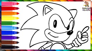 Dibuja y Colorea A SONIC ☄️🦔💙🌈 Dibujos Para Niños [upl. by Ennael]