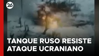 GUERRA RUSIA  UCRANIA  Así resistió un tanque ruso el ataque de ucranianos [upl. by Llatsyrk573]