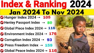 Index 2024 Current Affairs  Jan To Nov Index amp Ranking 2024  Important Index and ranking 2024 [upl. by Eilyr290]