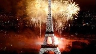 New Year 2014 fireworks Eiffel Tower in Paris [upl. by Nonnahsal]