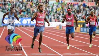 2022 World Track amp Field ChampionshipMens 200M Final Noah Lyles wins Gold in record time [upl. by Furlong229]