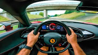 POV 308kmh on AUTOBAHN in our 1109hp Novitec Ferrari SF90 with sport exhaust system [upl. by Asor708]