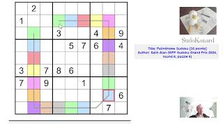 Eng Palindrome Sudoku by Salih Alan WPF Sudoku Grand Prix 2024 round 6 puzzle 6 [upl. by Oralee]