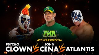 FWA Mayhem  Psycho Clown vs John Cena vs Atlantis Triple Amenaza 2 de 3 Caídas [upl. by Irec]