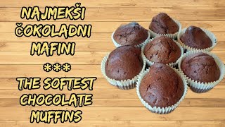 NAJMEKŠI ČOKOLADNI MAFINI THE SOFTEST CHOCOLATE MUFFINS chocolatecake chocolatemuffins homemade [upl. by Nnahs]