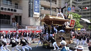 令和6年 岸和田だんじり祭 試験曳き カンカン場 全やりまわしKishiwada Danjiri Matsuri20240908 [upl. by Auqinet]