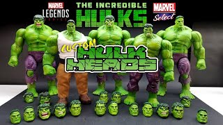 Custom Marvel SelectLegends Hulk Heads  Smart Hulk Faceoff Hulk Toybiz [upl. by Nage895]