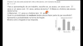 Exame Nacional Matemática 9º Ano 2013  2ª Chamada  Probabilidades e Estatística [upl. by Ecnaret]