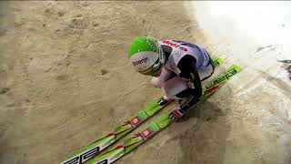 HD Peter Prevc 1405m HILL RECORD FALL Wisla 2014 [upl. by Kramlich]