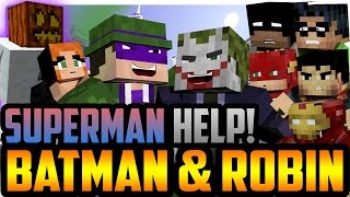 Minecraft Superhero Superman Help Batman and Robin Save Iron Man [upl. by Romona]