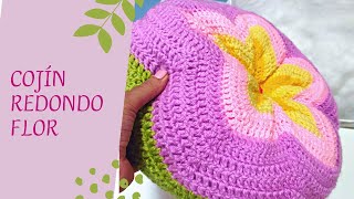 Cojín Redondo Crochet Flor 🌺💚😍 Muy fácil 💪 [upl. by Nimra367]