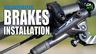 Shimano BRAKES Installation HowTo 12 Speed or 11 Speed XTR XT SLX Deore 2 and 4 Piston Brake [upl. by Morganne727]