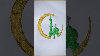 Madina sharif drawing by using pencil and glitter ononnasartstudio glitter madina shorts [upl. by Aerehs981]