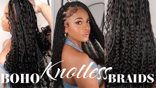 Lets get BOHO KNOTLESS BRAIDS 🤍 Eayon Hair Double Drawn Bulk Human Hair [upl. by Sucramad]